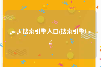 google搜索引擎入口(搜索引擎bing)