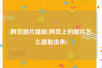 网页图片提取(网页上的图片怎么提取出来)