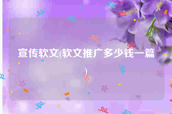 宣传软文(软文推广多少钱一篇)