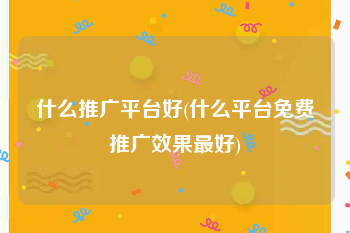 什么推广平台好(什么平台免费推广效果最好)
