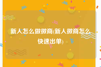 新人怎么做微商(新人微商怎么快速出单)