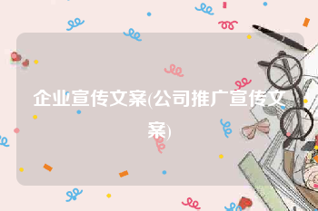 企业宣传文案(公司推广宣传文案)