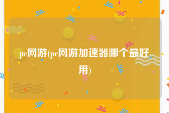 pc网游(pc网游加速器哪个最好用)