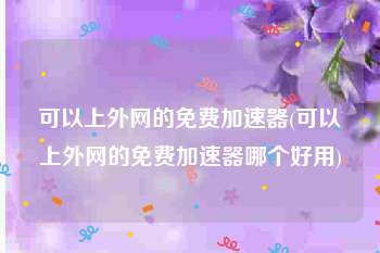 可以上外网的免费加速器(可以上外网的免费加速器哪个好用)