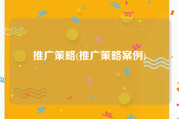 推广策略(推广策略案例)