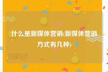 什么是新媒体营销(新媒体营销方式有几种)