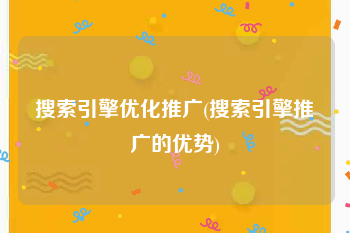 搜索引擎优化推广(搜索引擎推广的优势)