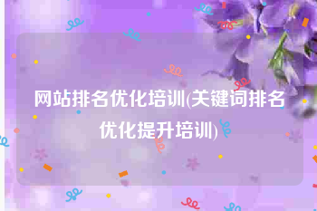 网站排名优化培训(关键词排名优化提升培训)