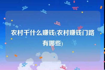 农村干什么赚钱(农村赚钱门路有哪些)