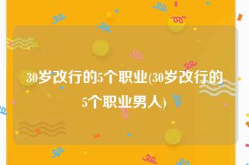 30岁改行的5个职业(30岁改行的5个职业男人)