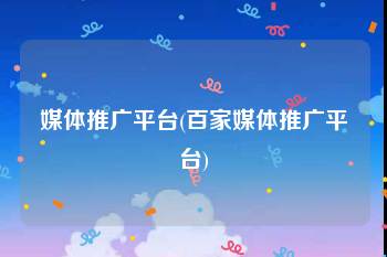 媒体推广平台(百家媒体推广平台)