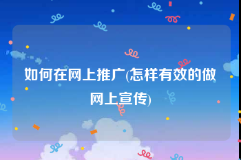 如何在网上推广(怎样有效的做网上宣传)