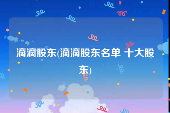 滴滴股东(滴滴股东名单 十大股东)
