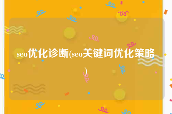 seo优化诊断(seo关键词优化策略)