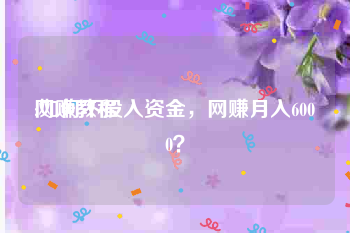网赚教程:如何不投入资金，网赚月入6000？