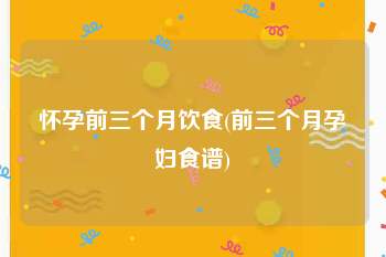 怀孕前三个月饮食(前三个月孕妇食谱)