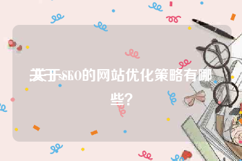关于seo:关于SEO的网站优化策略有哪些？