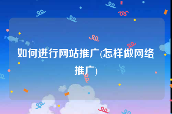 如何进行网站推广(怎样做网络推广)