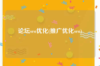 论坛seo优化(推广优化seo)