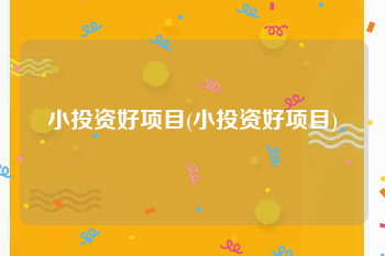 小投资好项目(小投资好项目)